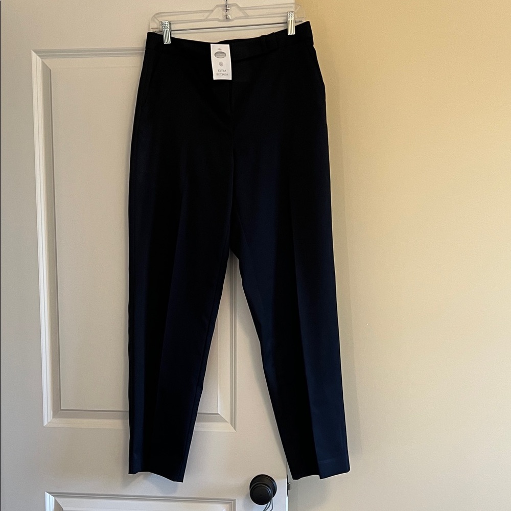 Talbots Women's Navy Polished Cotton Straight-leg Pants